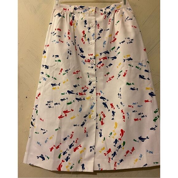 Madison Vintage UnionMade Button Front WHALES Skirt Sz 14 - Picture 3 of 11